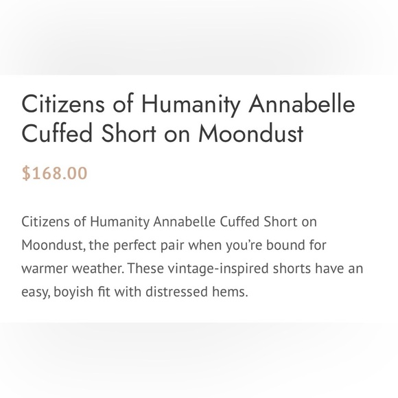 Citizens of Humanity Annabelle Cuffed Short Size 28 NWT - Picture 4 of 12